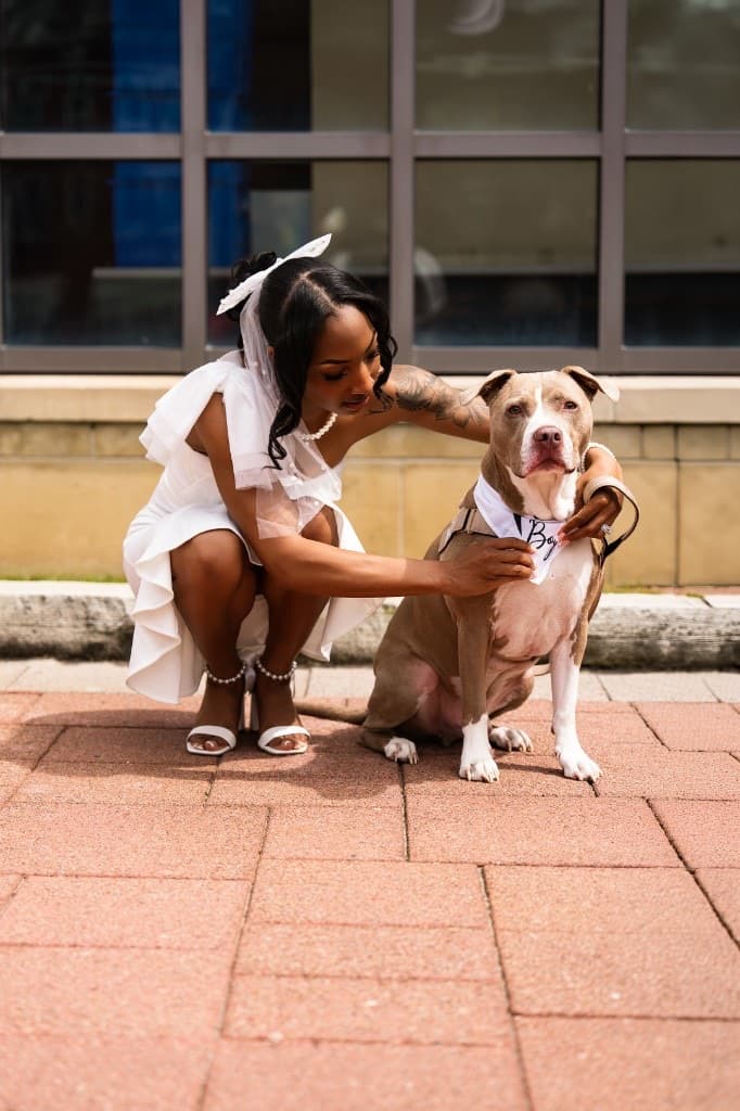 Shai with a calm client dog